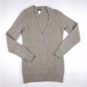 J. Crew Chunky Knit Tan V-neck Sweater Size XS